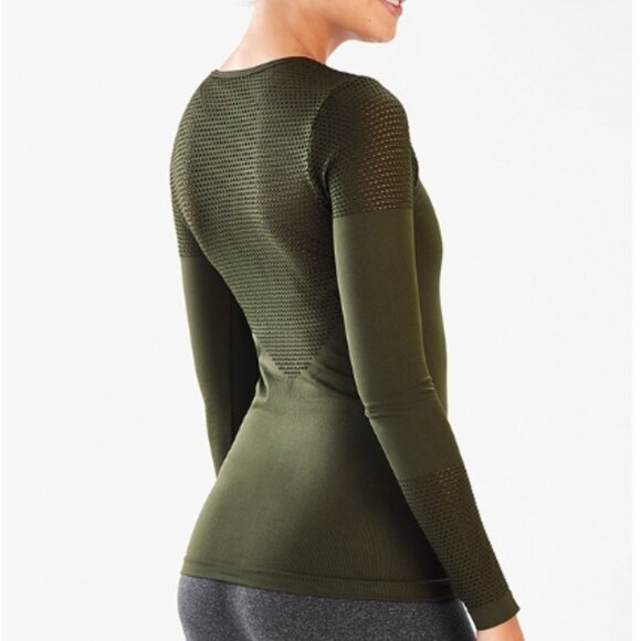 Fabletics Musetta Seamless Long-Sleeve Top in Size Small, Dark Olive - Picture 1 of 3